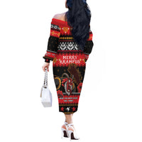 Merry Christmas Krampus Off The Shoulder Long Sleeve Dress Have You Been Good This Year LT05 - Wonder Print Shop