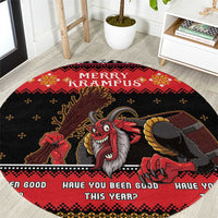 Merry Christmas Krampus Round Carpet Have You Been Good This Year