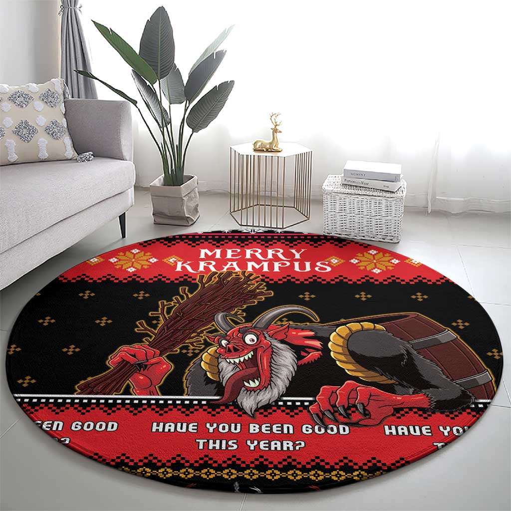 Merry Christmas Krampus Round Carpet Have You Been Good This Year