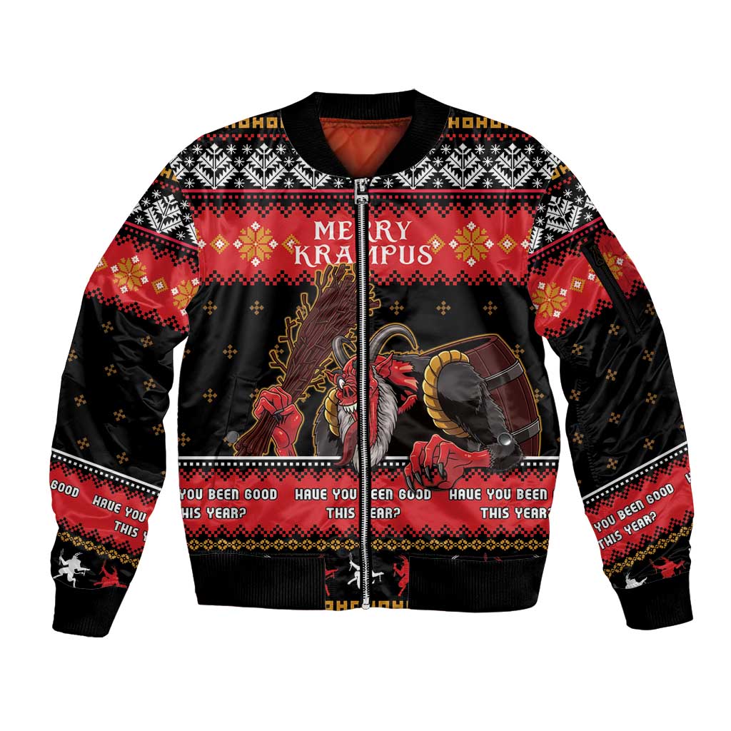 Merry Christmas Krampus Sleeve Zip Bomber Jacket Have You Been Good This Year LT05 - Wonder Print Shop