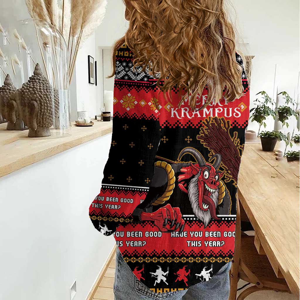 Merry Christmas Krampus Women Casual Shirt Have You Been Good This Year LT05 - Wonder Print Shop