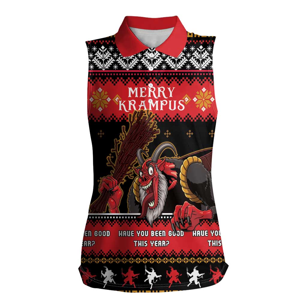 Merry Christmas Krampus Women Sleeveless Polo Shirt Have You Been Good This Year LT05 - Wonder Print Shop