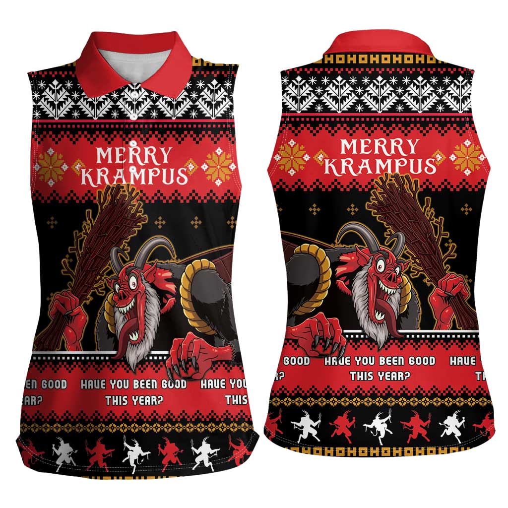 Merry Christmas Krampus Women Sleeveless Polo Shirt Have You Been Good This Year LT05 - Wonder Print Shop