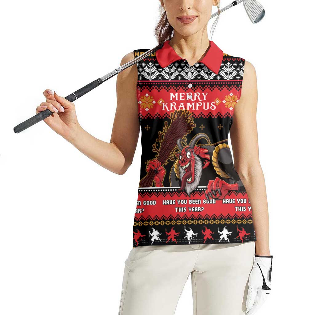 Merry Christmas Krampus Women Sleeveless Polo Shirt Have You Been Good This Year LT05 - Wonder Print Shop