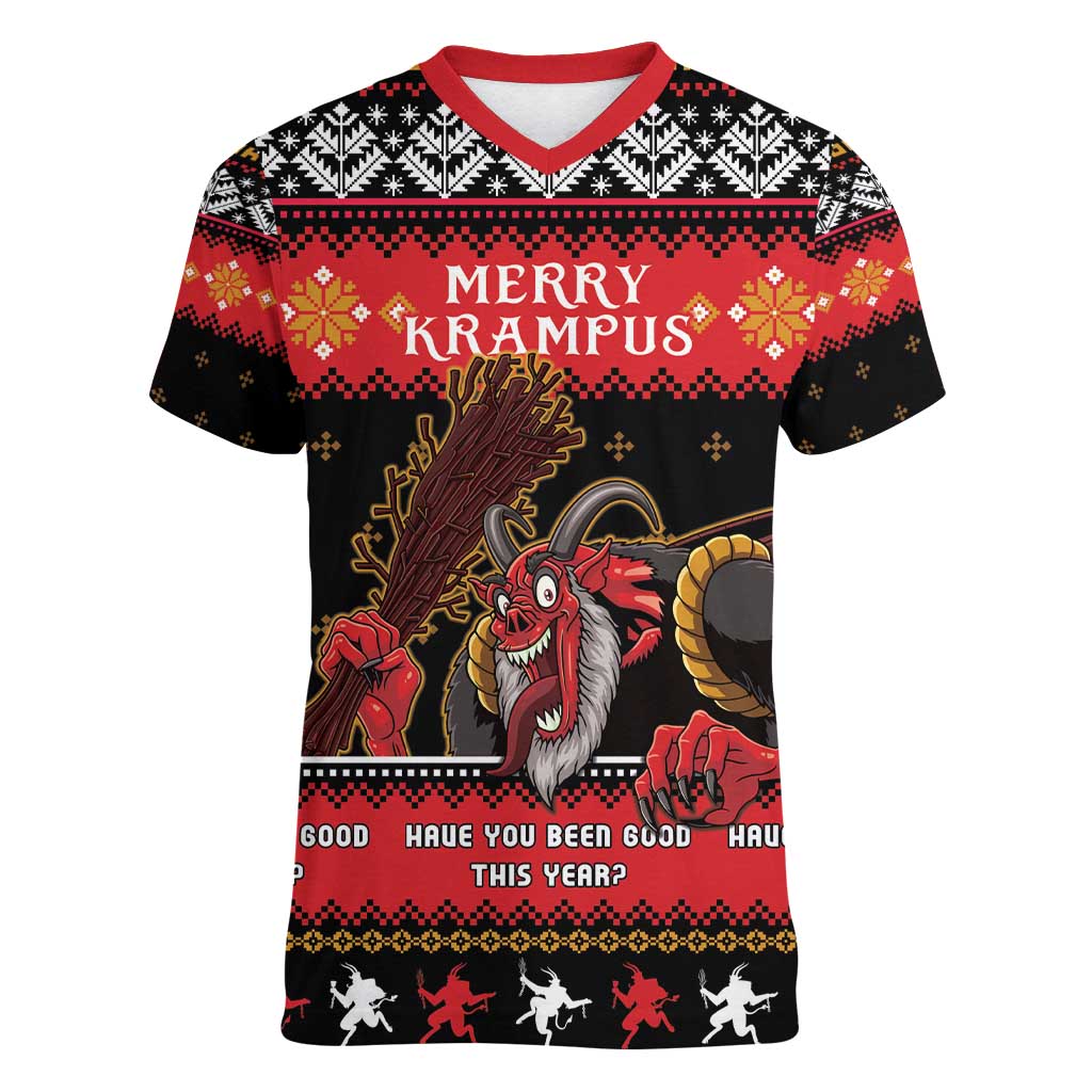 Merry Christmas Krampus Women V-Neck T-Shirt Have You Been Good This Year LT05 - Wonder Print Shop