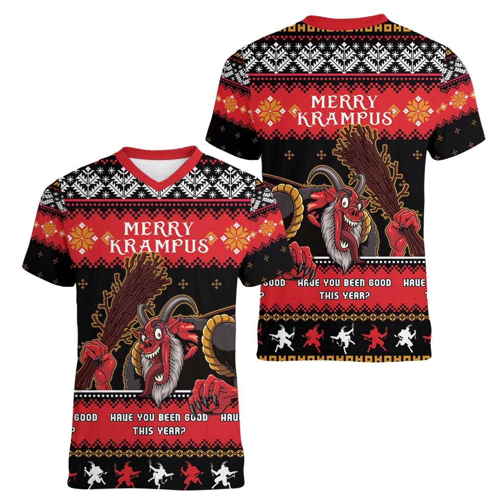 Merry Christmas Krampus Women V-Neck T-Shirt Have You Been Good This Year LT05 - Wonder Print Shop