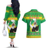 Ethiopia Christmas Couples Matching Off The Shoulder Long Sleeve Dress and Hawaiian Shirt Melkam Gena Yegena Abat LT05 - Wonder Print Shop