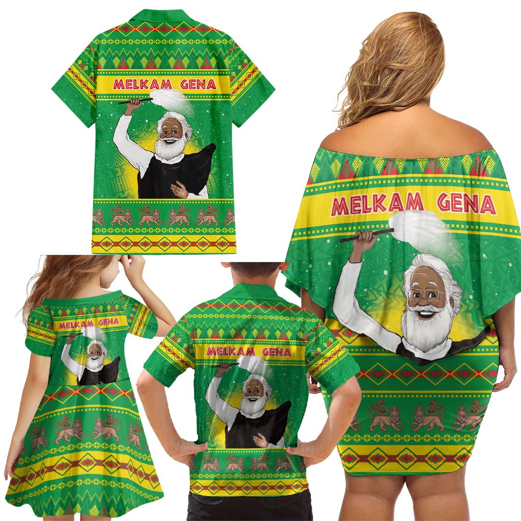 Ethiopia Christmas Family Matching Off Shoulder Short Dress and Hawaiian Shirt Melkam Gena Yegena Abat LT05 - Wonder Print Shop