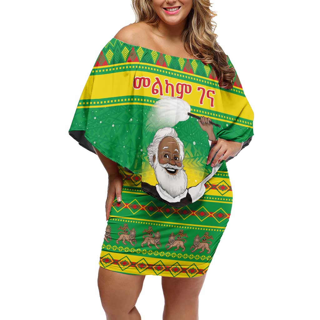 Ethiopia Christmas Family Matching Off Shoulder Short Dress and Hawaiian Shirt Melkam Gena Yegena Abat LT05 - Wonder Print Shop