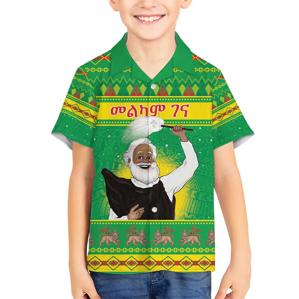 Ethiopia Christmas Family Matching Short Sleeve Bodycon Dress and Hawaiian Shirt Melkam Gena Yegena Abat LT05 - Wonder Print Shop