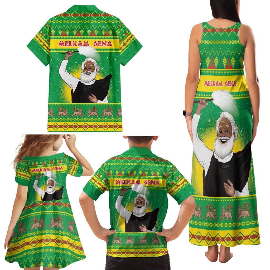 Ethiopia Christmas Family Matching Tank Maxi Dress and Hawaiian Shirt Melkam Gena Yegena Abat LT05 - Wonder Print Shop