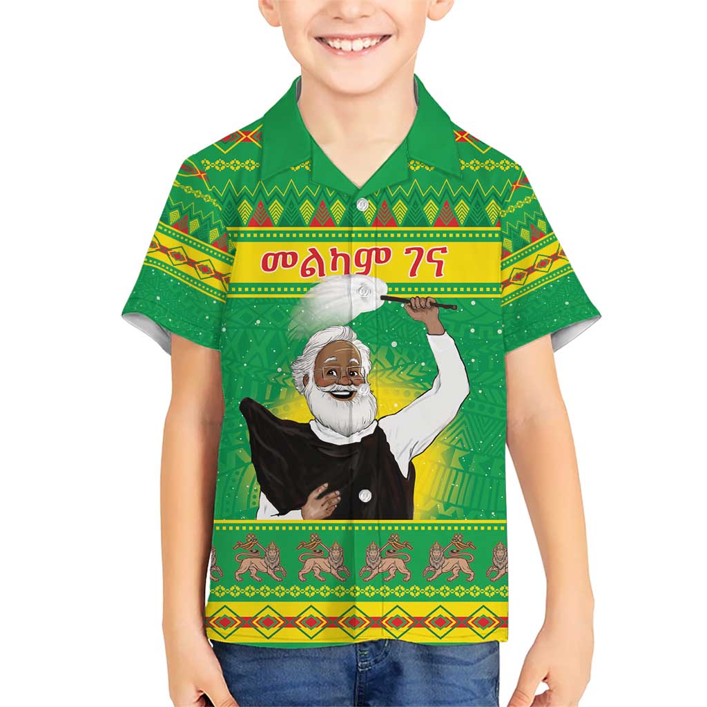 Ethiopia Christmas Kid Hawaiian Shirt Melkam Gena Yegena Abat LT05 - Wonder Print Shop