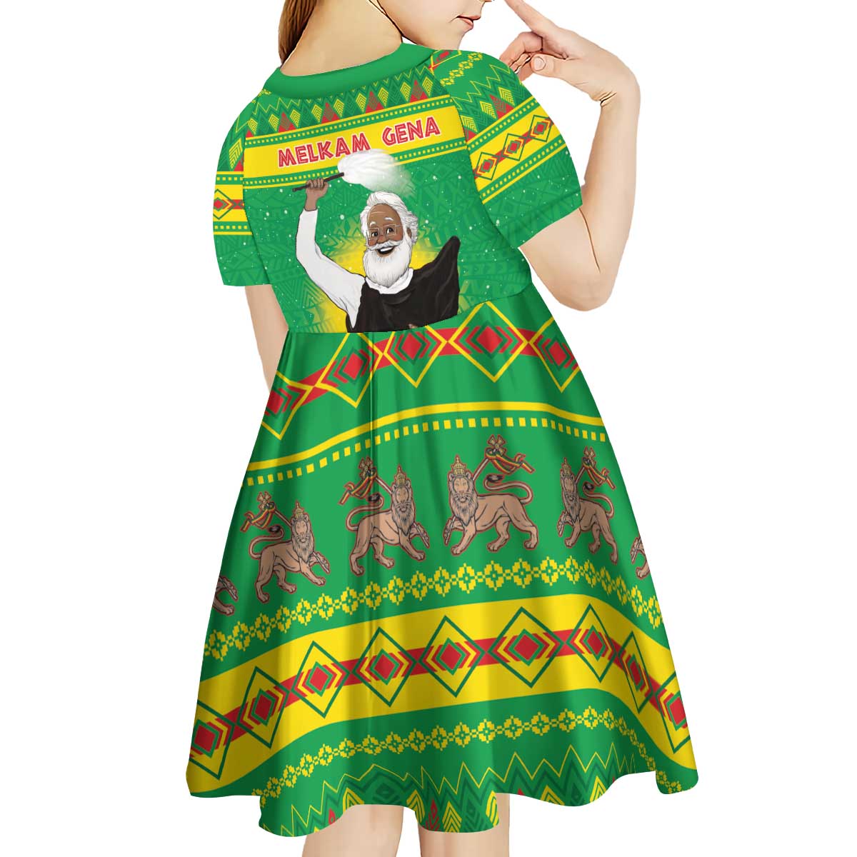 Ethiopia Christmas Kid Short Sleeve Dress Melkam Gena Yegena Abat LT05 - Wonder Print Shop