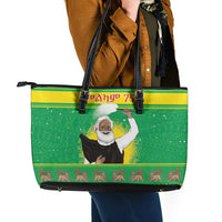 Ethiopia Christmas Leather Tote Bag Melkam Gena Yegena Abat LT05 - Wonder Print Shop