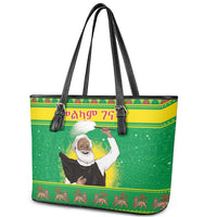 Ethiopia Christmas Leather Tote Bag Melkam Gena Yegena Abat LT05 - Wonder Print Shop