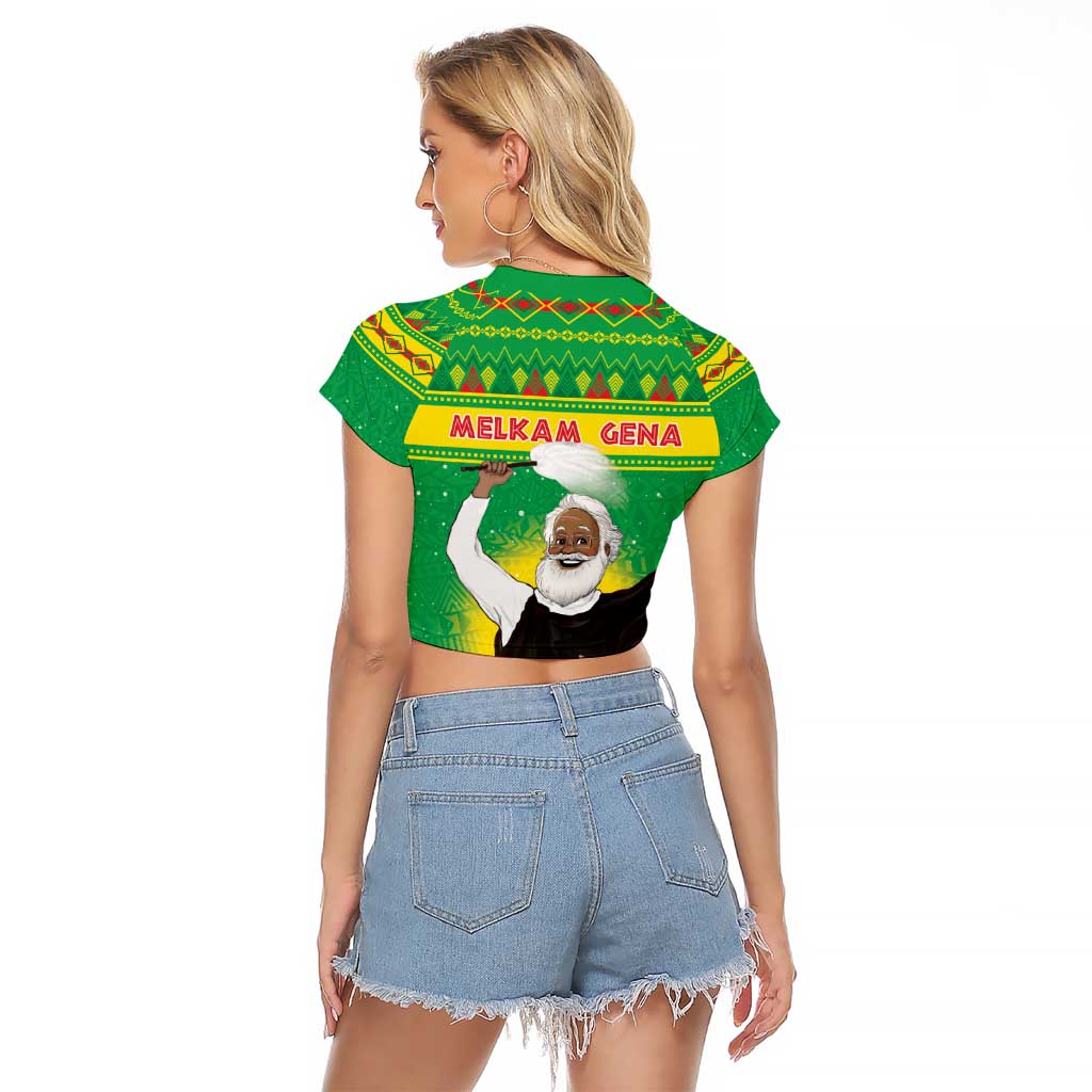 Ethiopia Christmas Raglan Cropped T Shirt Melkam Gena Yegena Abat LT05 - Wonder Print Shop