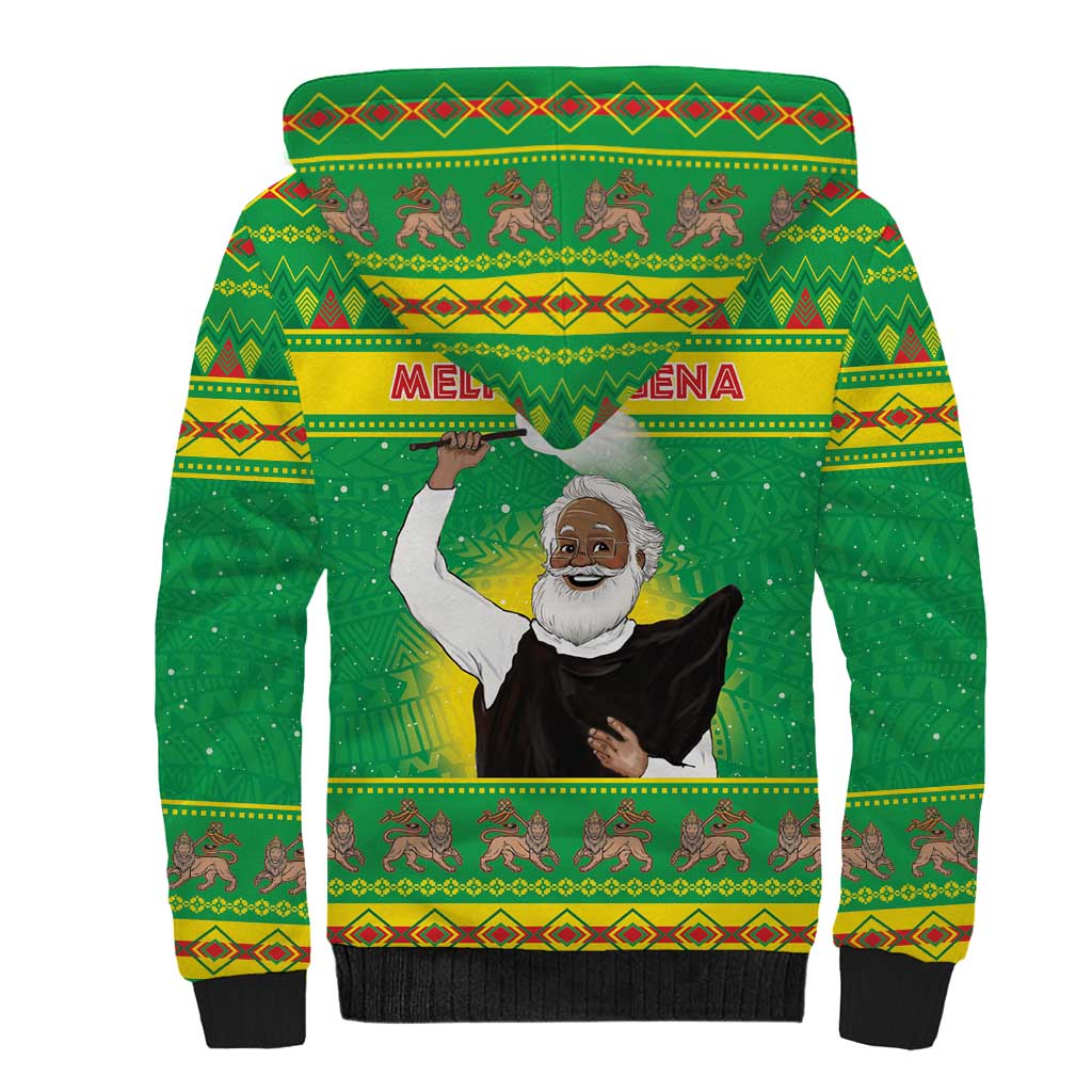 Ethiopia Christmas Sherpa Hoodie Melkam Gena Yegena Abat LT05 - Wonder Print Shop