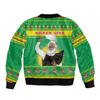 Ethiopia Christmas Sleeve Zip Bomber Jacket Melkam Gena Yegena Abat LT05 - Wonder Print Shop