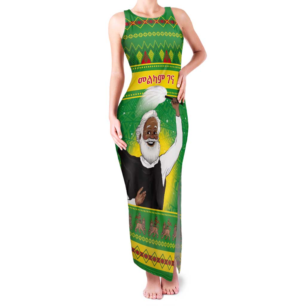 Ethiopia Christmas Tank Maxi Dress Melkam Gena Yegena Abat LT05 - Wonder Print Shop