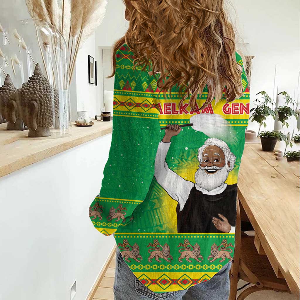 Ethiopia Christmas Women Casual Shirt Melkam Gena Yegena Abat LT05 - Wonder Print Shop