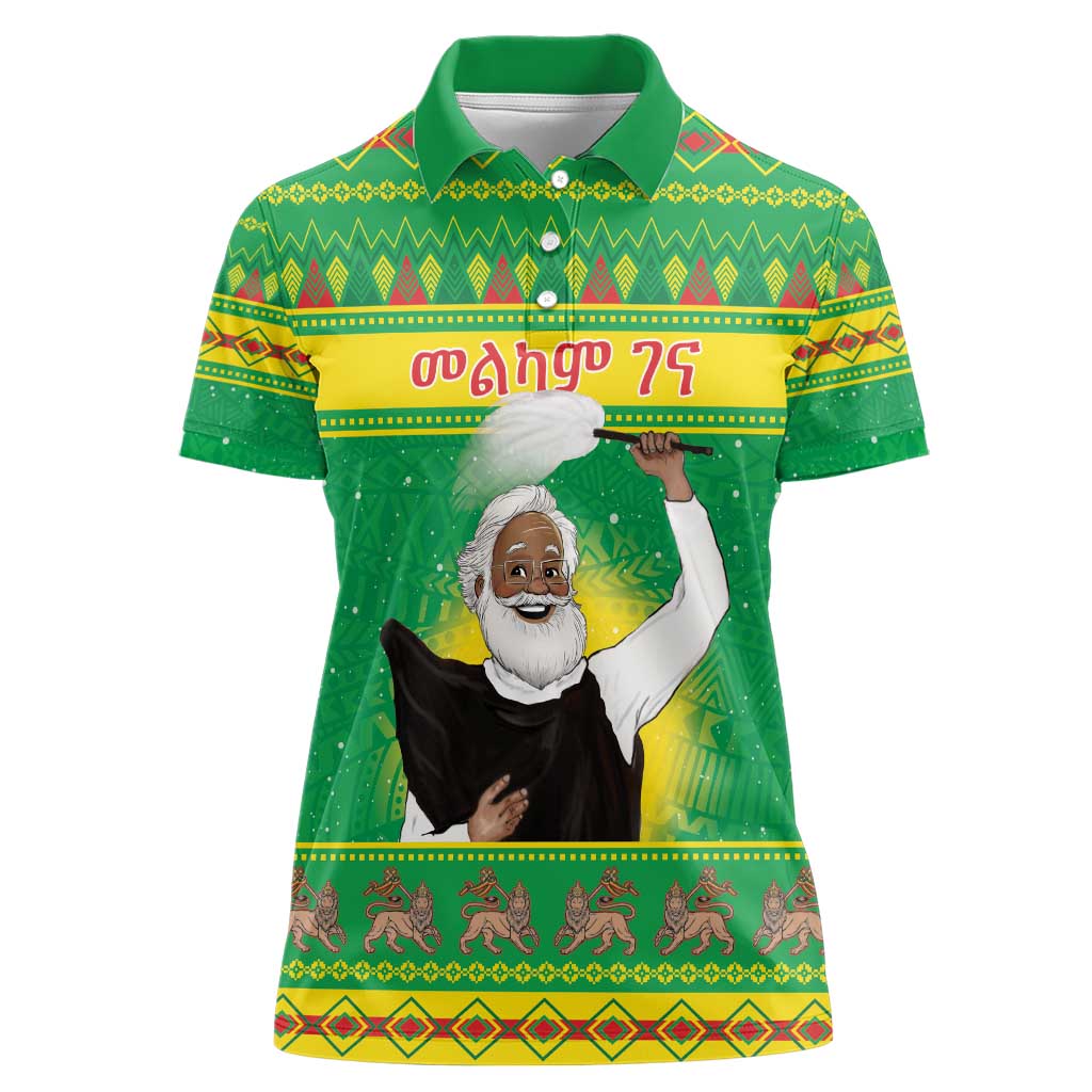 Ethiopia Christmas Women Polo Shirt Melkam Gena Yegena Abat LT05 - Wonder Print Shop
