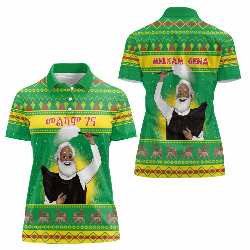 Ethiopia Christmas Women Polo Shirt Melkam Gena Yegena Abat LT05 - Wonder Print Shop