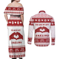 Romantic Christmas Couples Matching Off Shoulder Maxi Dress and Long Sleeve Button Shirt My Only Wish For Xmas Is You LT05 - Wonder Print Shop