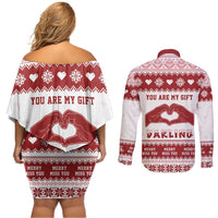 Romantic Christmas Couples Matching Off Shoulder Short Dress and Long Sleeve Button Shirt My Only Wish For Xmas Is You LT05 - Wonder Print Shop
