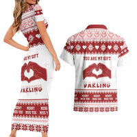 Romantic Christmas Couples Matching Short Sleeve Bodycon Dress and Hawaiian Shirt My Only Wish For Xmas Is You LT05 - Wonder Print Shop