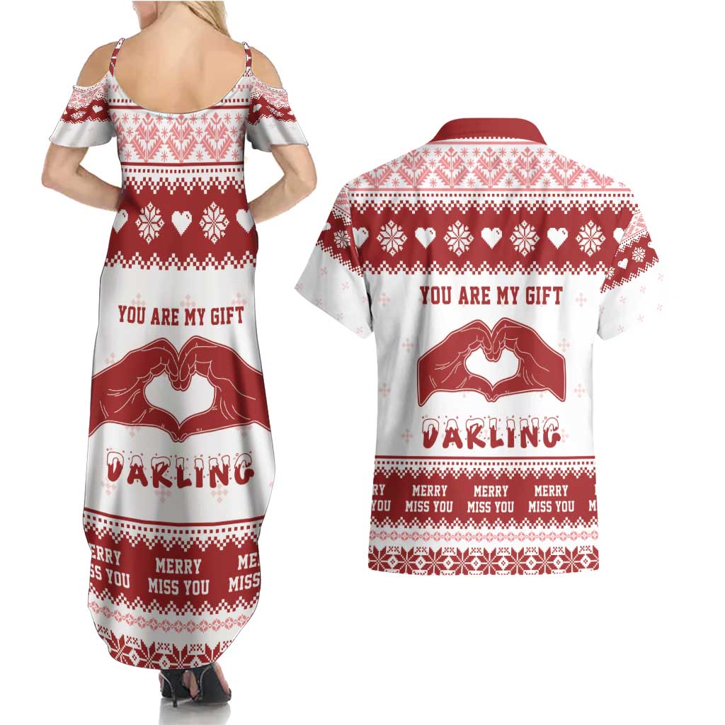 Romantic Christmas Couples Matching Summer Maxi Dress and Hawaiian Shirt My Only Wish For Xmas Is You LT05 - Wonder Print Shop