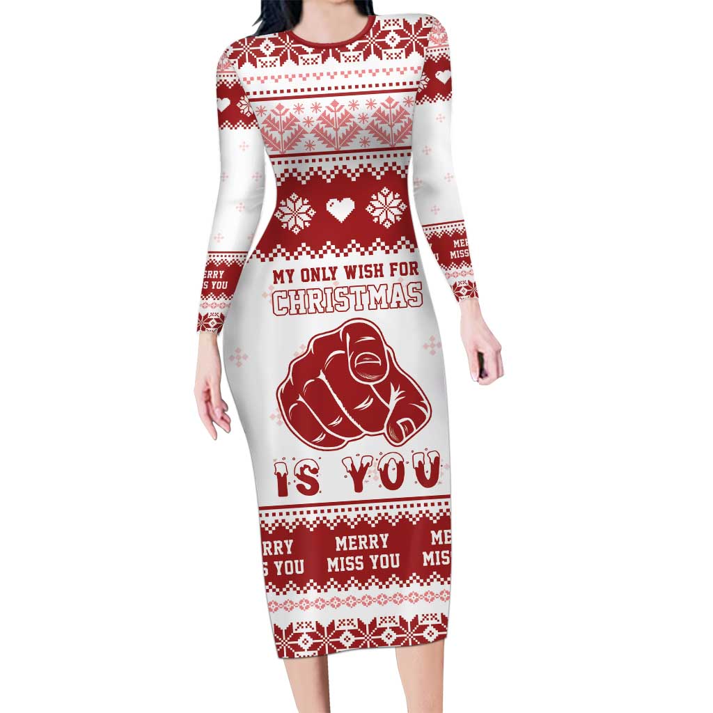 Romantic Christmas Family Matching Long Sleeve Bodycon Dress and Hawaiian Shirt My Only Wish For Xmas Is You LT05 - Wonder Print Shop
