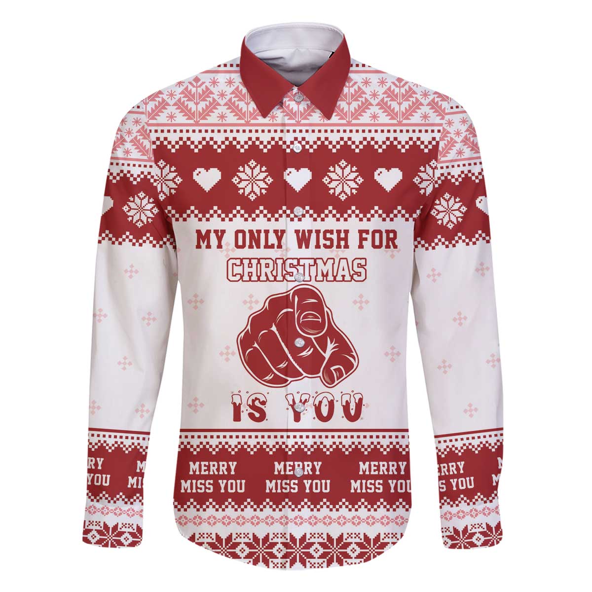 Romantic Christmas Family Matching Off The Shoulder Long Sleeve Dress and Hawaiian Shirt My Only Wish For Xmas Is You LT05 - Wonder Print Shop