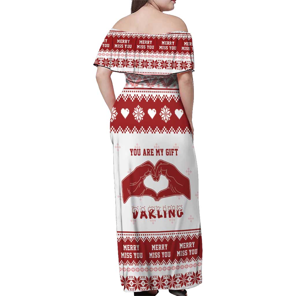 Romantic Christmas Family Matching Off Shoulder Maxi Dress and Hawaiian Shirt My Only Wish For Xmas Is You LT05 - Wonder Print Shop