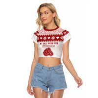 Romantic Christmas Raglan Cropped T Shirt My Only Wish For Xmas Is You LT05 - Wonder Print Shop