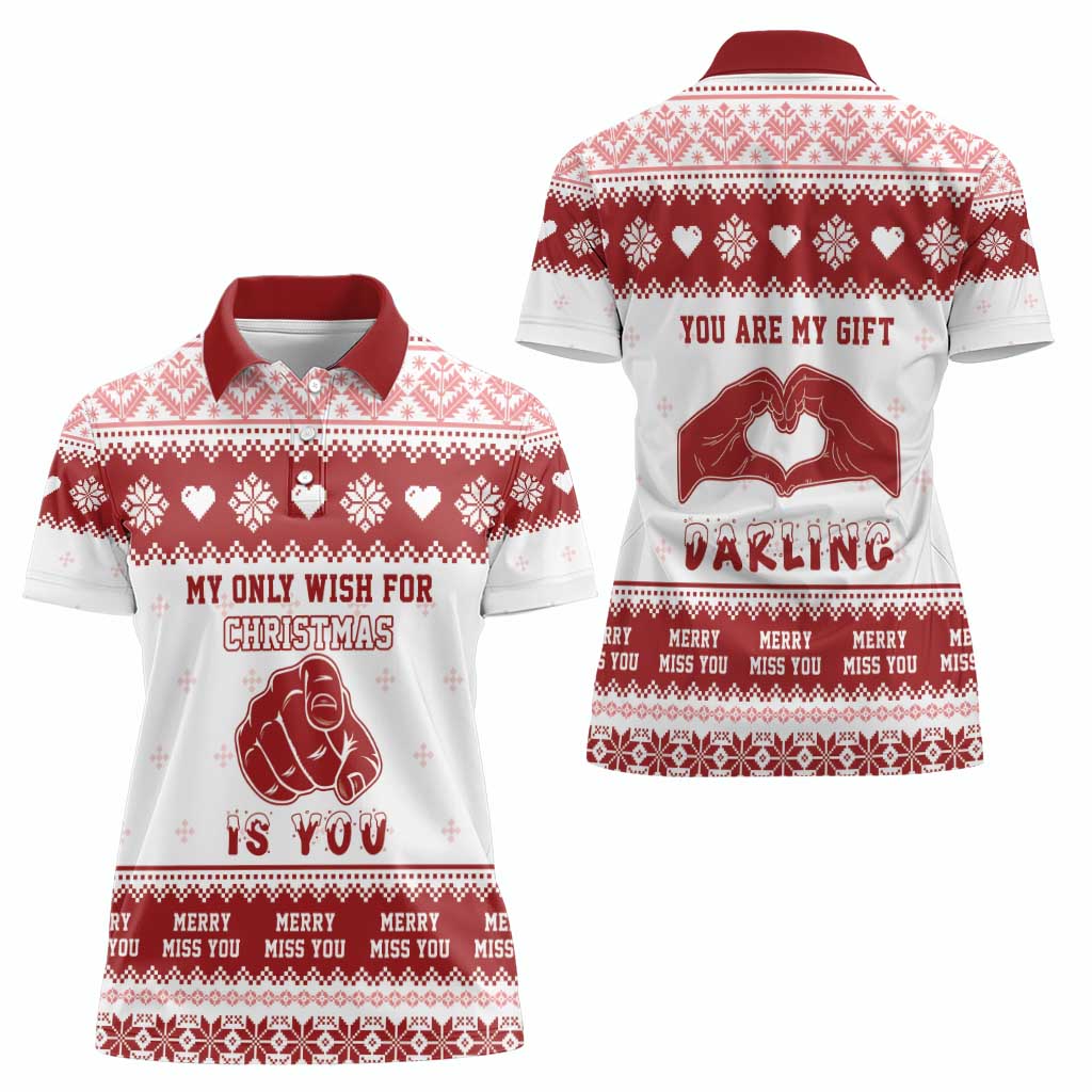 Romantic Christmas Women Polo Shirt My Only Wish For Xmas Is You LT05 - Wonder Print Shop