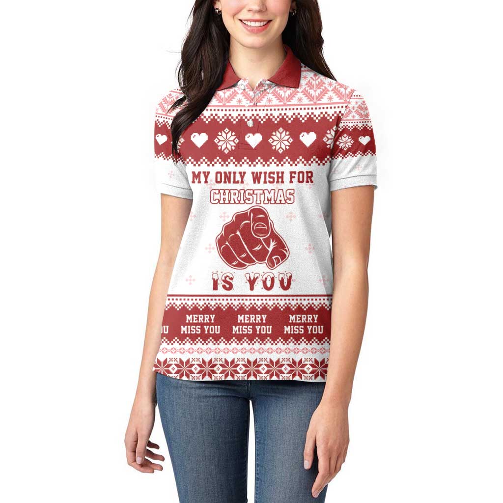 Romantic Christmas Women Polo Shirt My Only Wish For Xmas Is You LT05 - Wonder Print Shop