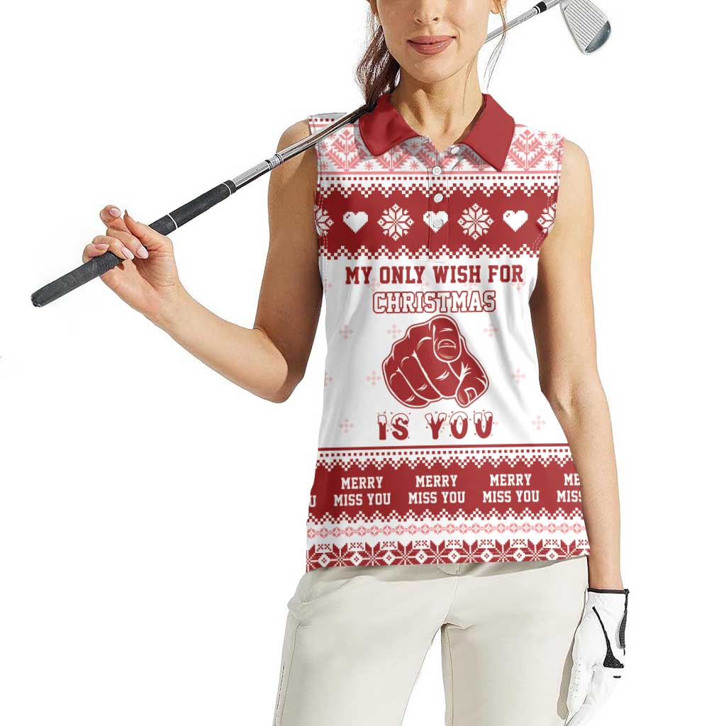Romantic Christmas Women Sleeveless Polo Shirt My Only Wish For Xmas Is You LT05 - Wonder Print Shop