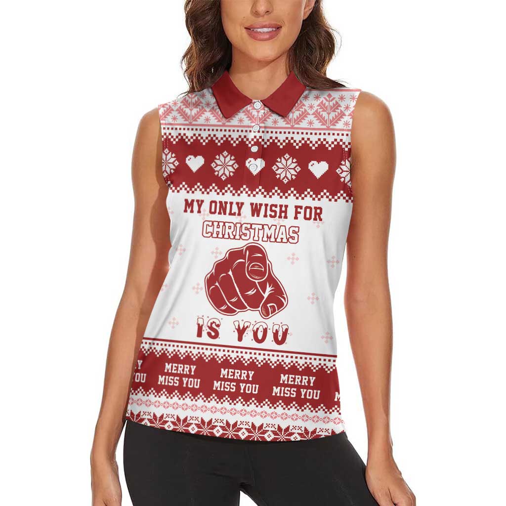 Romantic Christmas Women Sleeveless Polo Shirt My Only Wish For Xmas Is You LT05 - Wonder Print Shop