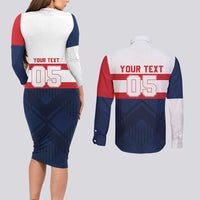 France Rugby Custom Couples Matching Long Sleeve Bodycon Dress and Long Sleeve Button Shirt Go Les Bleus Simple Style - Wonder Print Shop