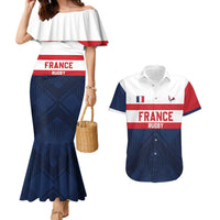 France Rugby Custom Couples Matching Mermaid Dress and Hawaiian Shirt Go Les Bleus Simple Style - Wonder Print Shop