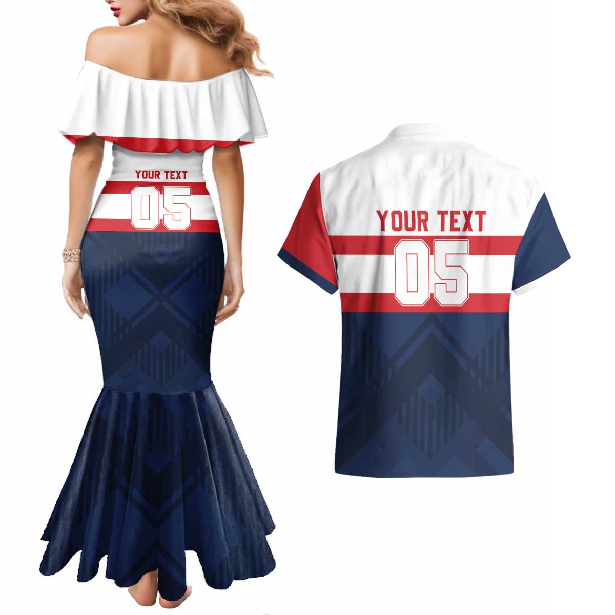 France Rugby Custom Couples Matching Mermaid Dress and Hawaiian Shirt Go Les Bleus Simple Style - Wonder Print Shop