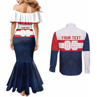 France Rugby Custom Couples Matching Mermaid Dress and Long Sleeve Button Shirt Go Les Bleus Simple Style - Wonder Print Shop
