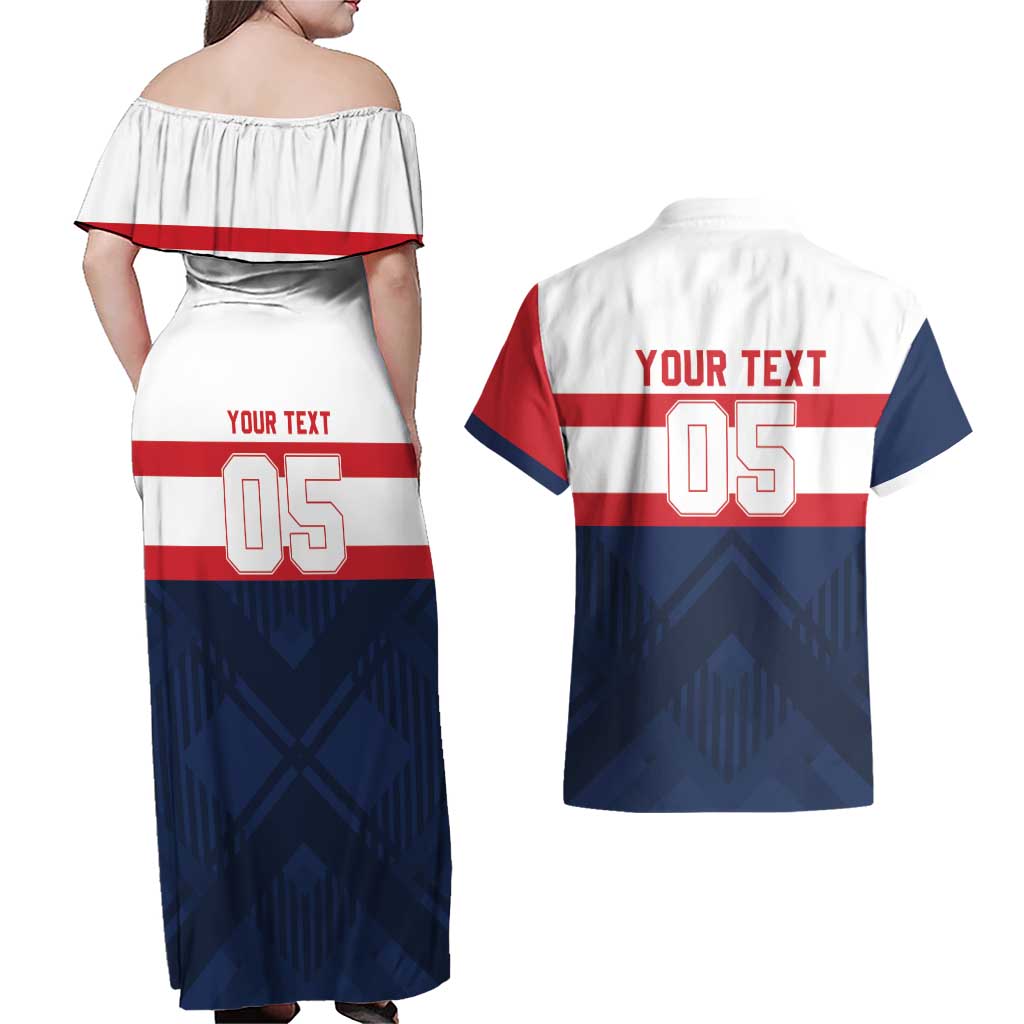 France Rugby Custom Couples Matching Off Shoulder Maxi Dress and Hawaiian Shirt Go Les Bleus Simple Style - Wonder Print Shop