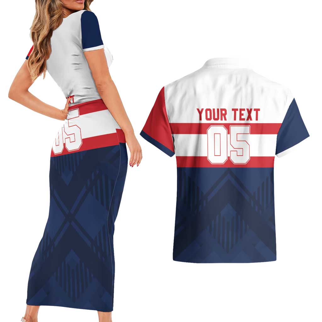 France Rugby Custom Couples Matching Short Sleeve Bodycon Dress and Hawaiian Shirt Go Les Bleus Simple Style - Wonder Print Shop