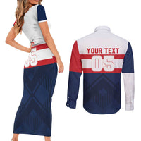 France Rugby Custom Couples Matching Short Sleeve Bodycon Dress and Long Sleeve Button Shirt Go Les Bleus Simple Style - Wonder Print Shop