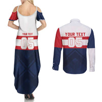 France Rugby Custom Couples Matching Summer Maxi Dress and Long Sleeve Button Shirt Go Les Bleus Simple Style - Wonder Print Shop