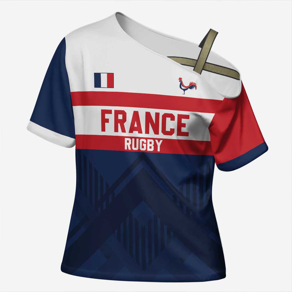France Rugby Custom Cross Shoulder Shirt Go Les Bleus Simple Style - Wonder Print Shop