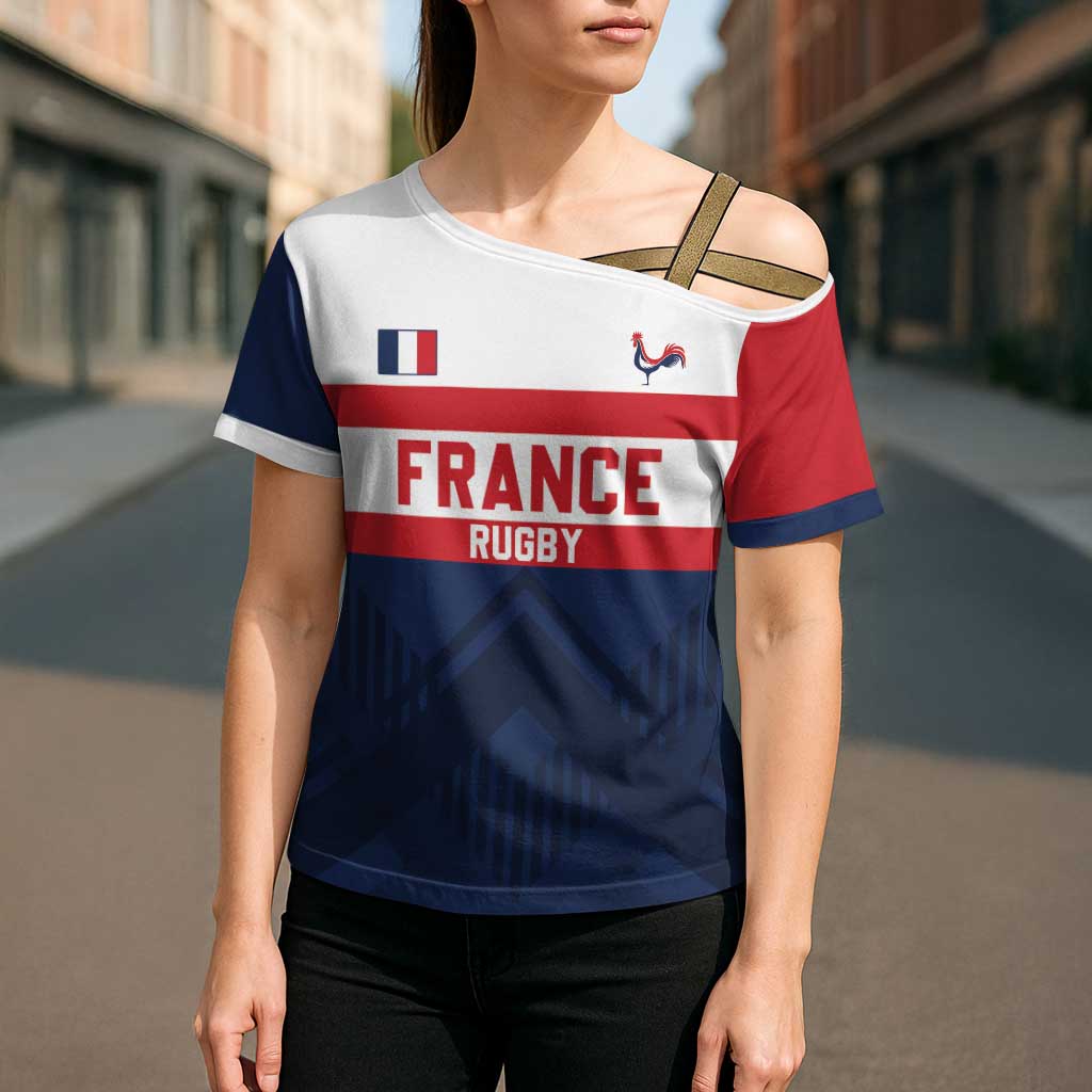 France Rugby Custom Cross Shoulder Shirt Go Les Bleus Simple Style - Wonder Print Shop