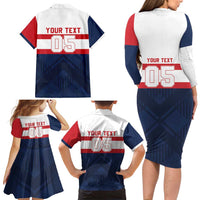 France Rugby Custom Family Matching Long Sleeve Bodycon Dress and Hawaiian Shirt Go Les Bleus Simple Style - Wonder Print Shop