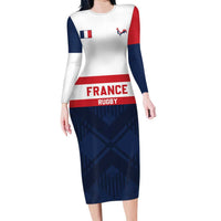 France Rugby Custom Family Matching Long Sleeve Bodycon Dress and Hawaiian Shirt Go Les Bleus Simple Style - Wonder Print Shop